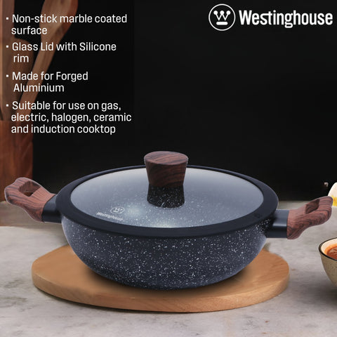 Deep Kadhai with Glass Lid